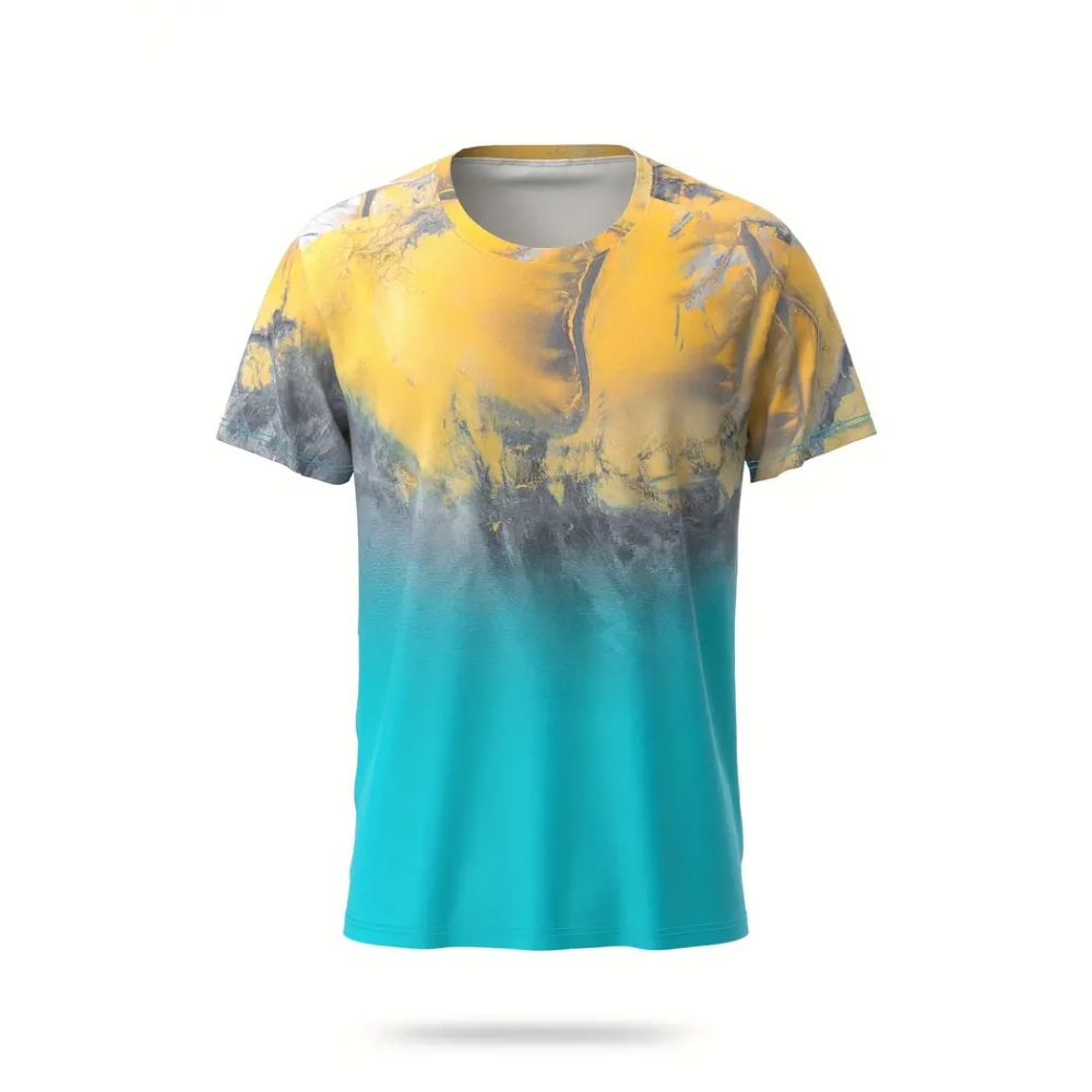 Badminton China - เสื้อยืดออกกำลังกายแห้งเร็วแขนสั้นลายไล่ระดับสีเสื้อยืดแบดมินตันเทนนิสเสื้อผ้าฝึกซ้อมชายเสื้อยืด