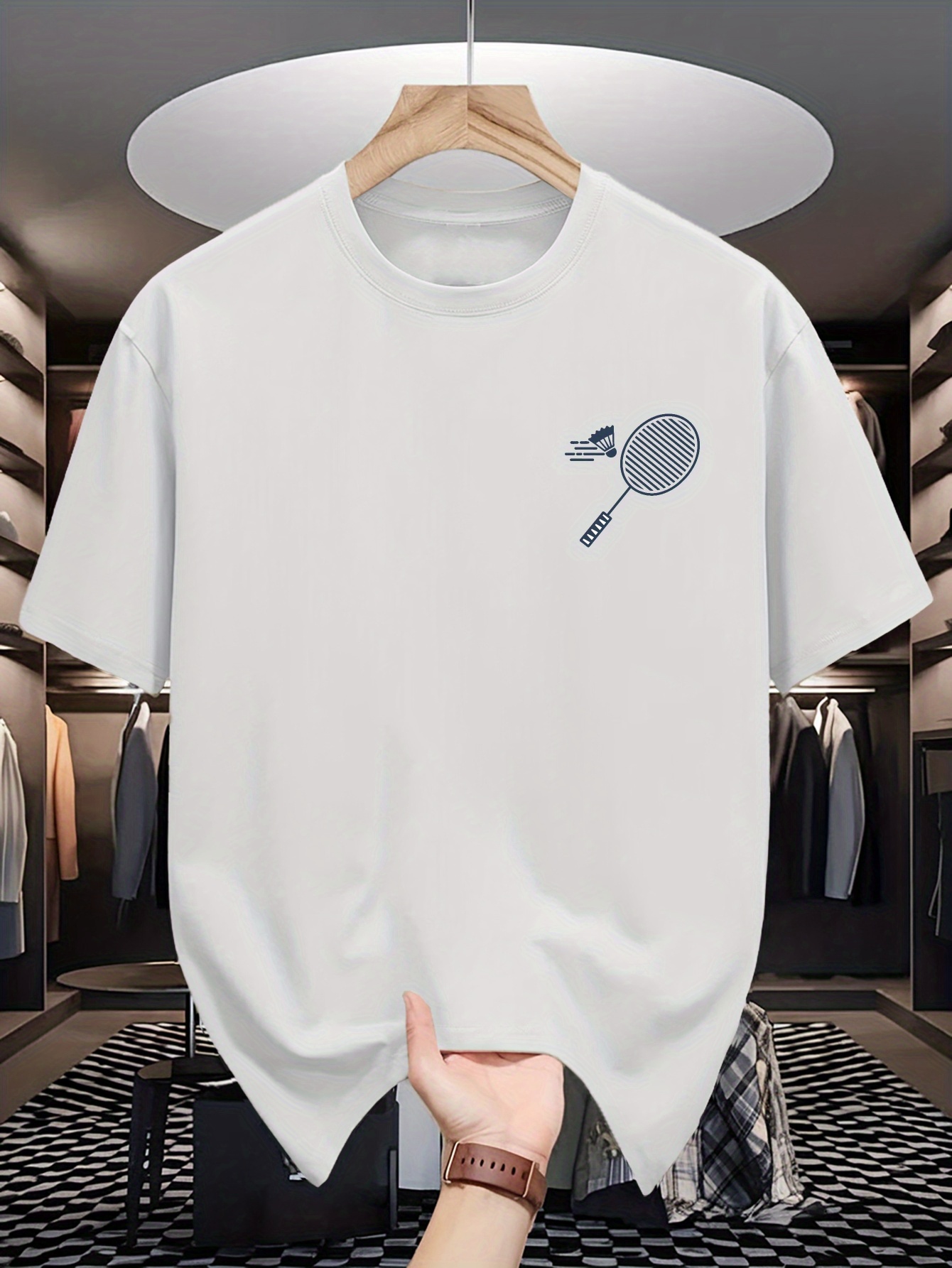 เสื้อยืดคอกลมผู้ชาย ลายกราฟิกไ - Badminton China บทวิจารณ์และราคา